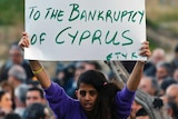 Bank employees protest outside Cypriot finance ministry