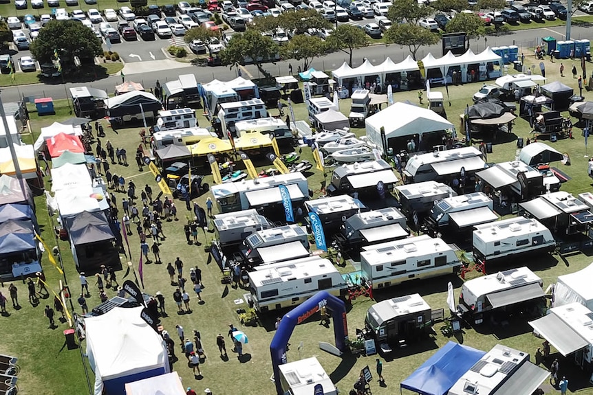 birds eye view of crowds the sunshine coast expo 