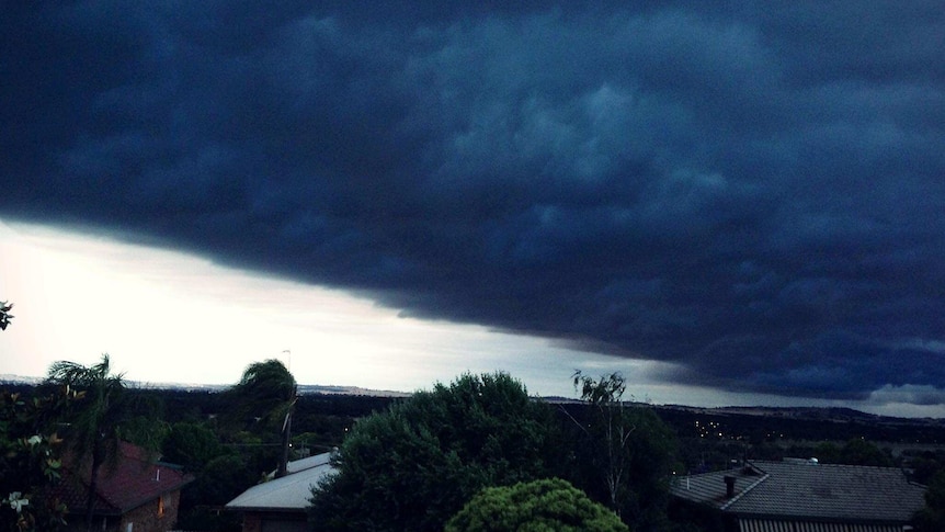 A large storm cloud over Wagga Wagga.