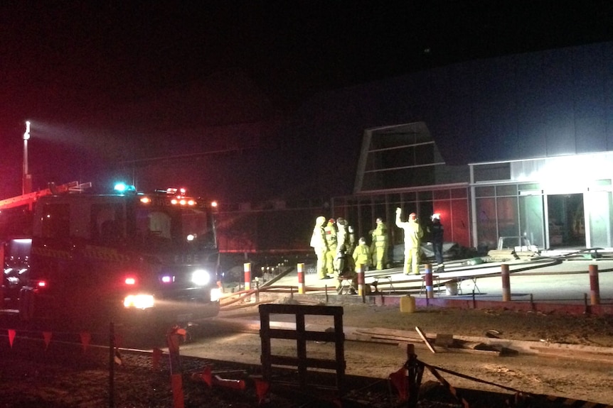 Firefighters at the Matthews Netball Centre in Jolimont