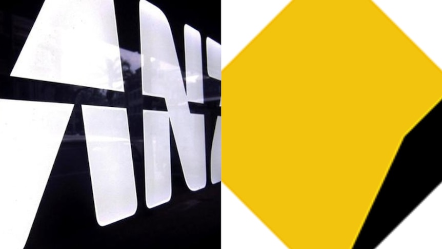 ANZ bank logo (left) and CBA logo (right)