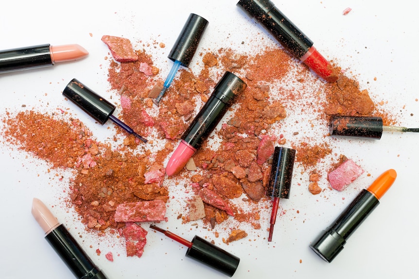 Assorted lipsticks on a flat lay