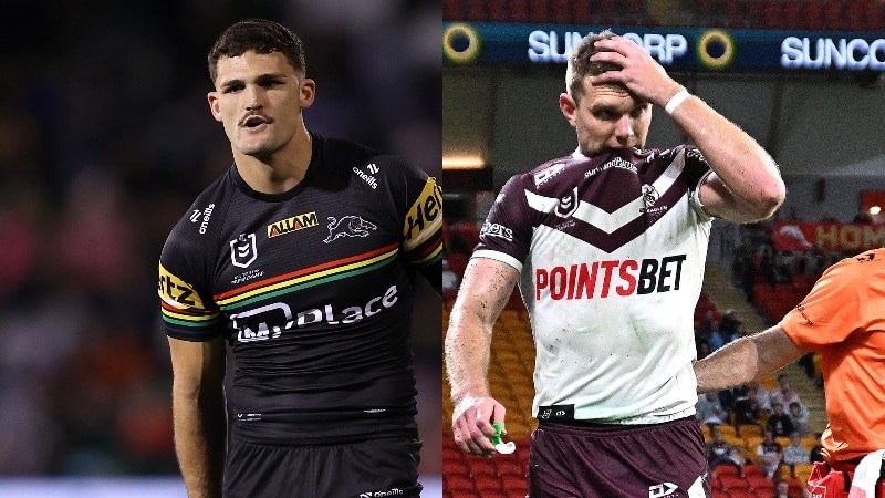 Composite image of NRL players Nathan Cleary and Tom Trbojevic.