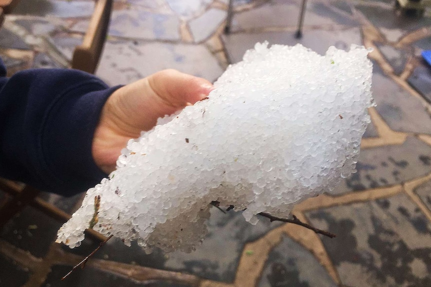 Hailstones stuck together