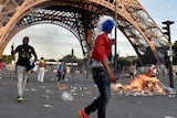 Fires burn beneath Eiffel Tower at Euro 2016 fan zone