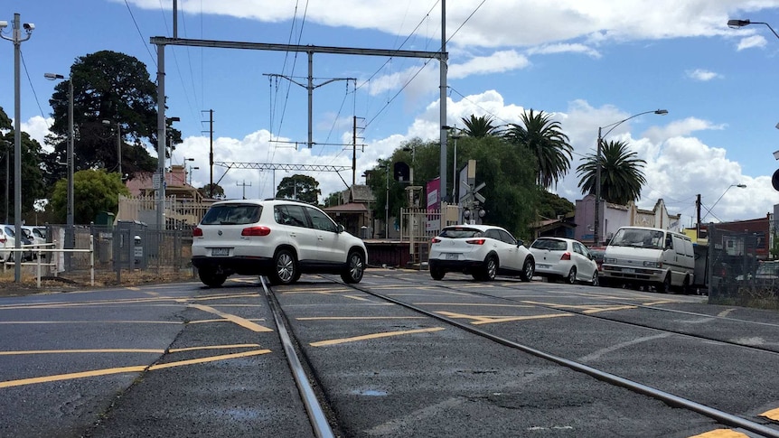 Charman Road rail crossing on Frankston train line in Victoria