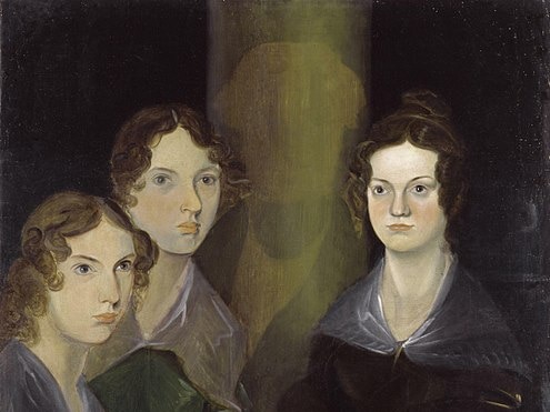 A painted portrait of the Bronte sisters, Anne, Emily, and Charlotte.