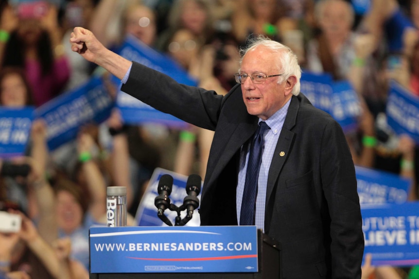 Bernie Sanders at a primary election event in West Virginia