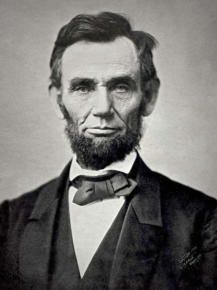 Black and white portrait of Abraham Lincoln