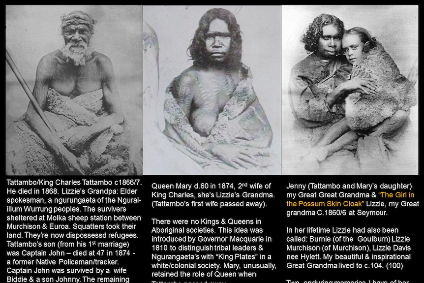 A black and white photo of four aboriginal ancestors. 