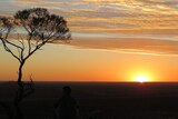 Mount Slowcombe at sunset at Yaraka, more than 200 kilometres south of Longreach in western Queensland