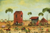Pro Hart's "The Folly of the TAB (One Tree Race)" 1980 sold for $18,000 in Melbourne.