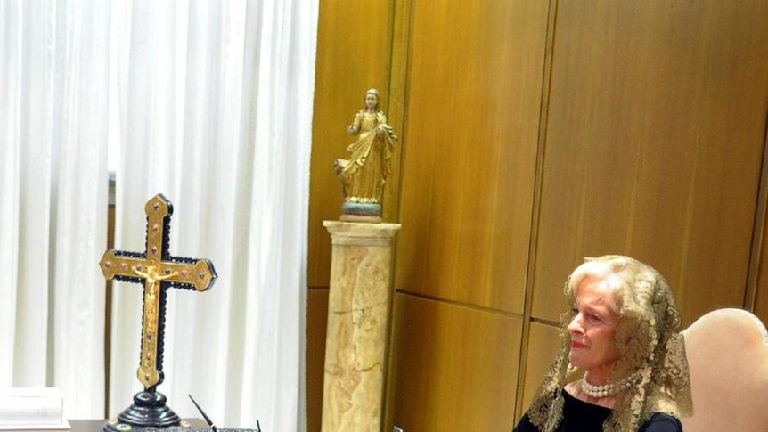 Pope Benedict XVI talks to the Governor General, Quentin Bryce AC