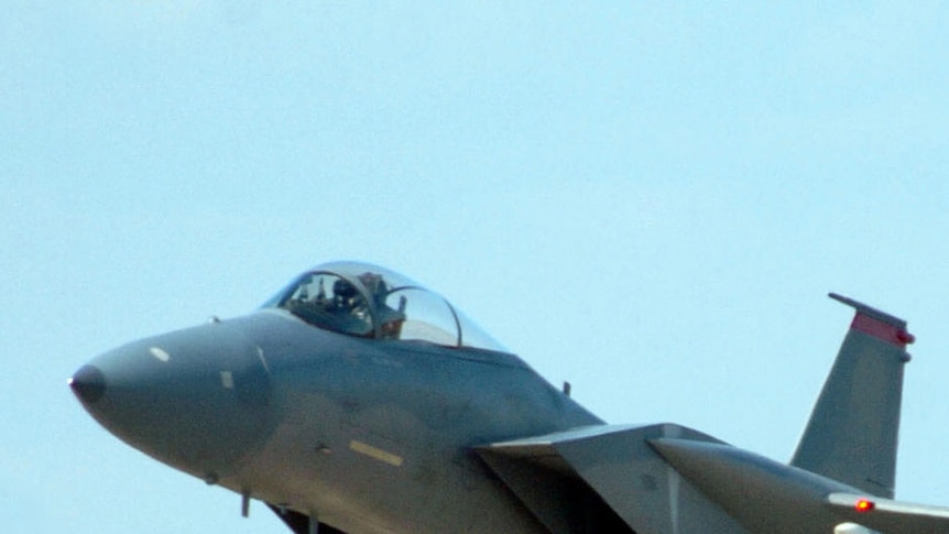 F-15 Eagle aircraft takes off