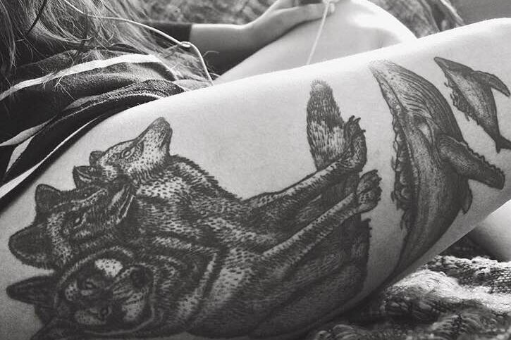 Anastaszia Ward's wolf tattoo