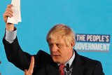 Britain's Prime Minister Boris Johnson gestures after speaking at a campaign event.