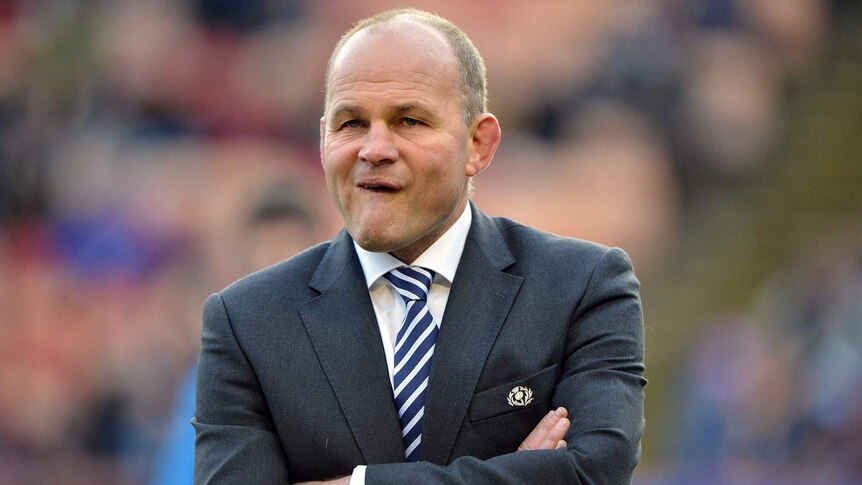 Rugby union coach Andy Robinson looks on before his Scotland side loses 21-15 to Tonga in Aberdeen.