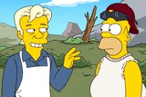 Julian Assange stars in a scene from The Simpsons.