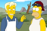 Julian Assange stars in a scene from The Simpsons.
