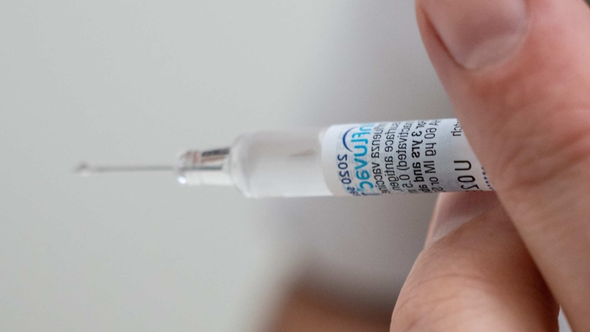 A Flu 2020 vaccine syringe.