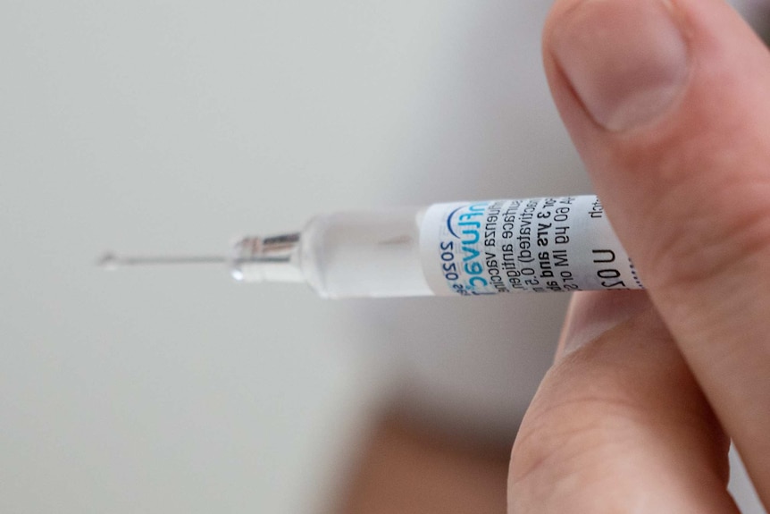 A Flu 2020 vaccine syringe.