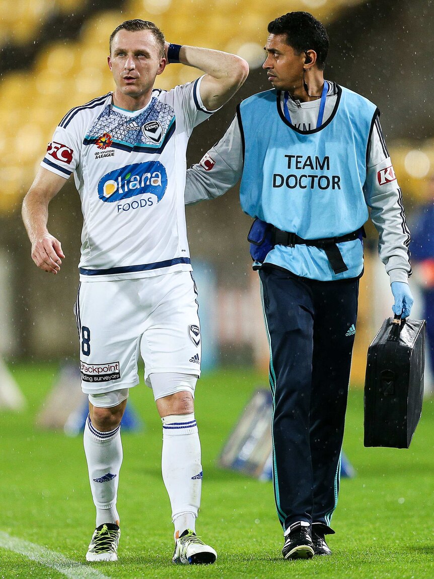 Seeing red ... Besart Berisha leaves the field after being sent off