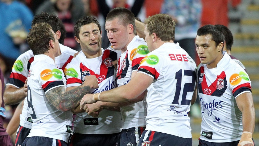 Rampant Rooster...Shaun Kenny-Dowall (C) scored two tries in each half for Sydney.