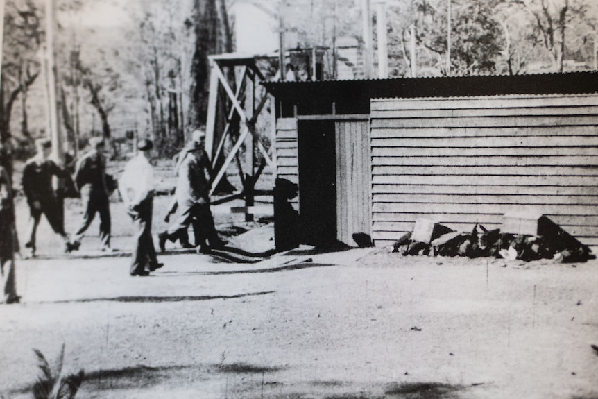 A representative of the ICRC inspects the camp in May 1944