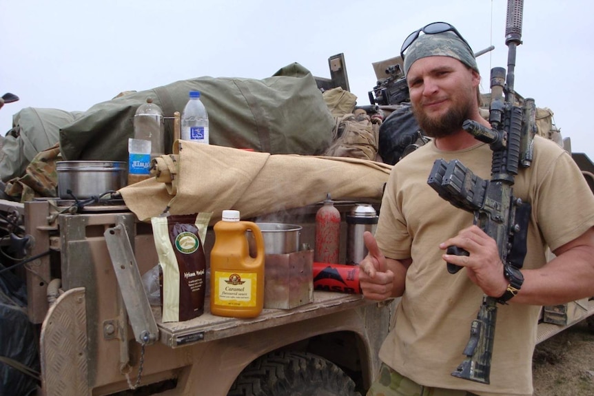 Former Australian Special Forces commando Tim Thomas on duty overseas.