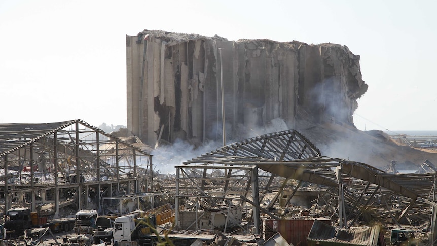 A devastated port in Beirut