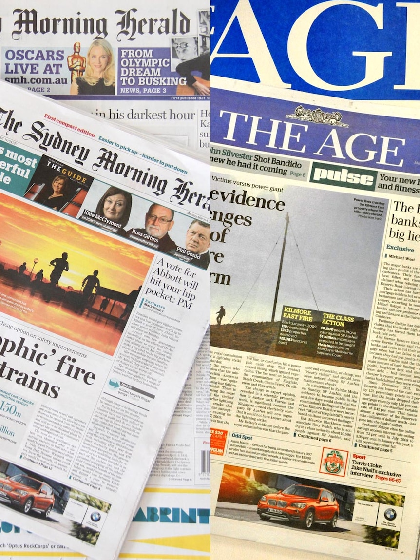 Compact editions of the Sydney Morning Herald and The Age.