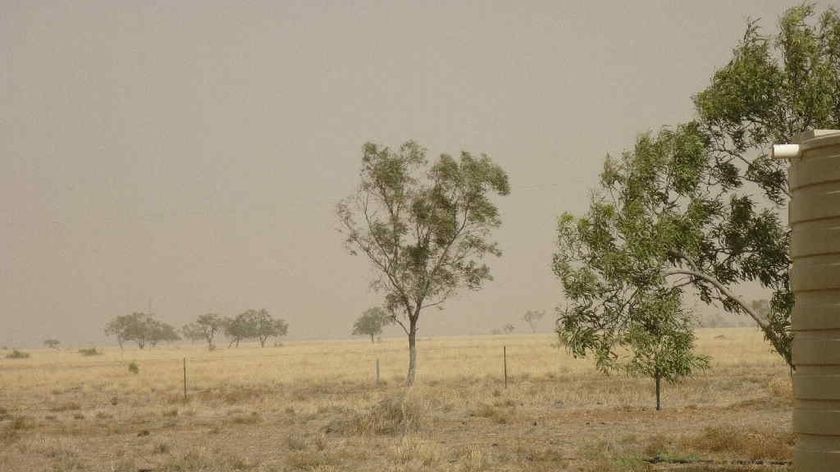 Dust storm photo at Denton Station, north-west of Longreach in outback Queensland