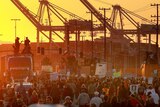 Thousands of Occupy protesters march at the Port of Oakland in early November.