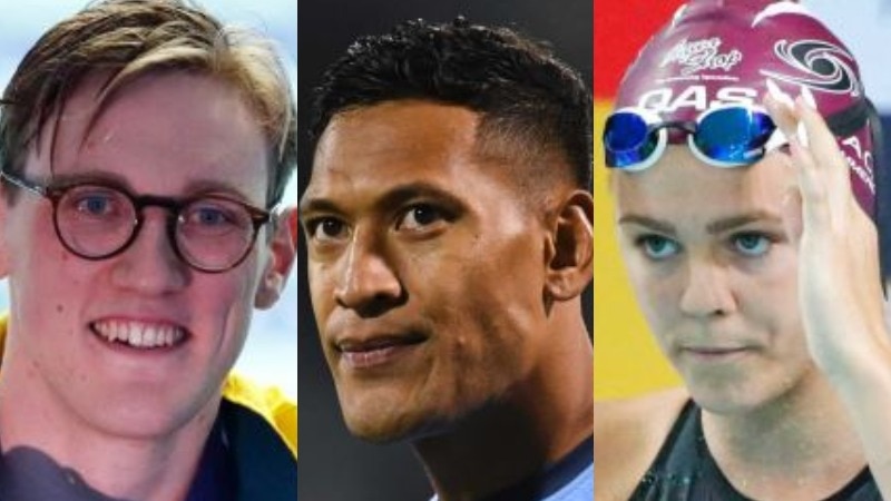 Composite photo of Mack Horton, Israel Folau and Shayna Jack