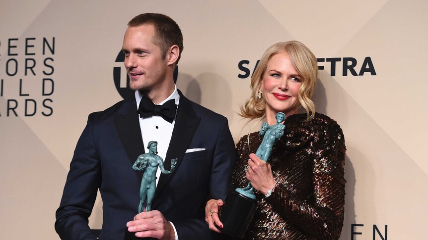 Alexander Skarsgard and Nicole Kidman pose at the Screen Actors Guild Awards.