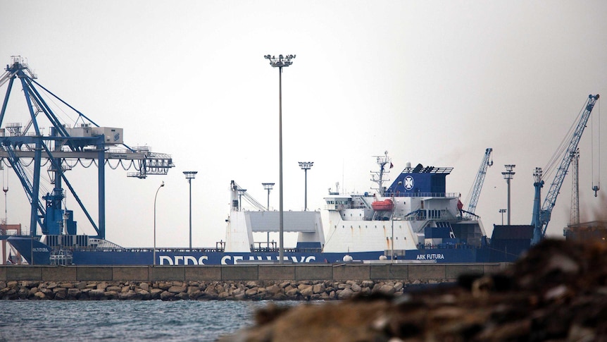 The cargo ship Ark Futura docked in Cyprus.