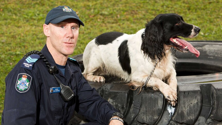 Sergeant Sean Baxendell with Police Dog Bertie