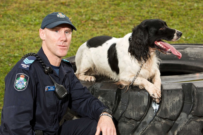 Sergeant Sean Baxendell with Police Dog Bertie