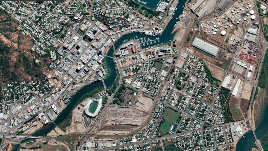 The new stadium has changed how Townsville looks from the air.