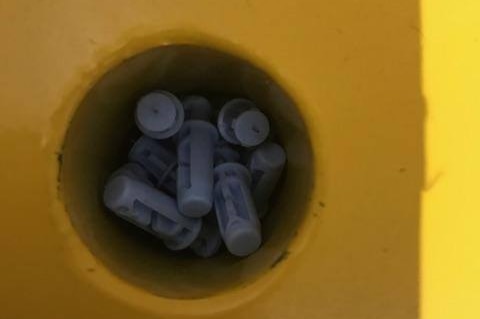 The sharps box in an SA service station toilet that an eight-year-old girl reached over and was then pricked by a needle