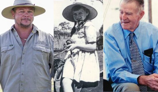 A three-panel pcture showing an Indigenous man in a hat, a girl on a horse, and an older man