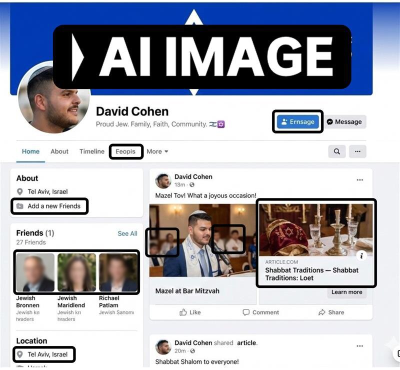 Una captura de pantalla de una página de Facebook con texto y resaltados negros. "IMAGEN AI".