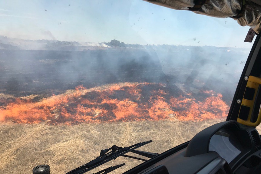 An aerial view of the grassfire at Diggers Rest