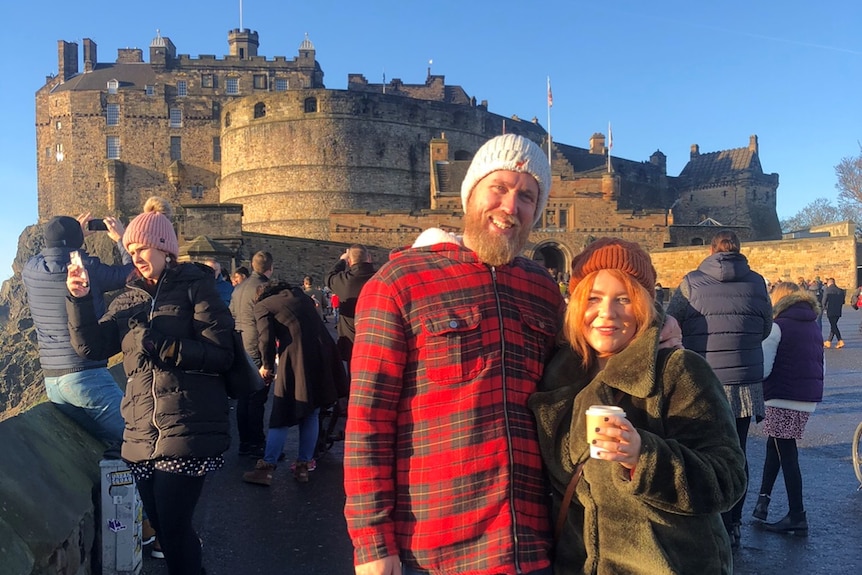 Claire Jackson and Josh Backen while travelling