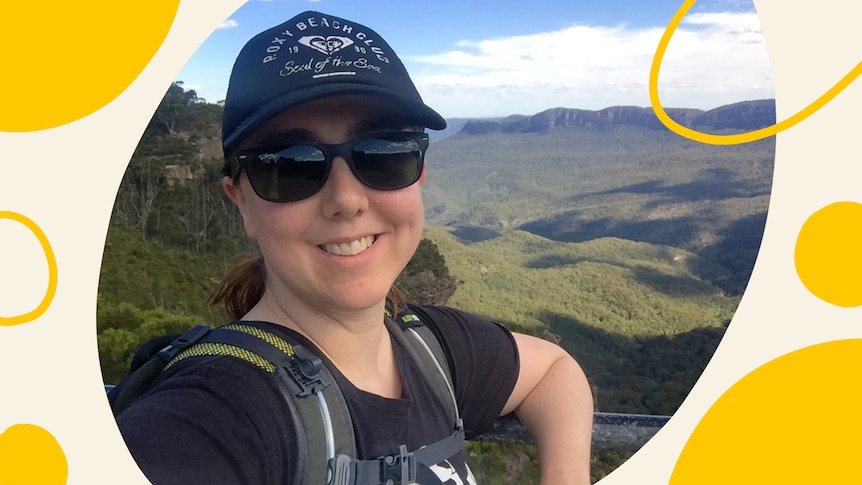 Kate Reid standing in front of a landscape in the Blue Mountains.