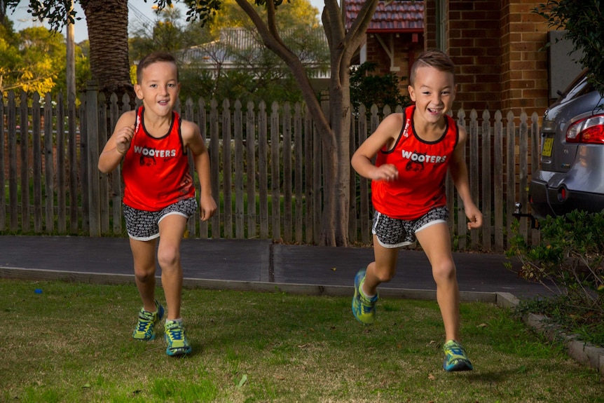 Alfie and Boaz Bonar running.