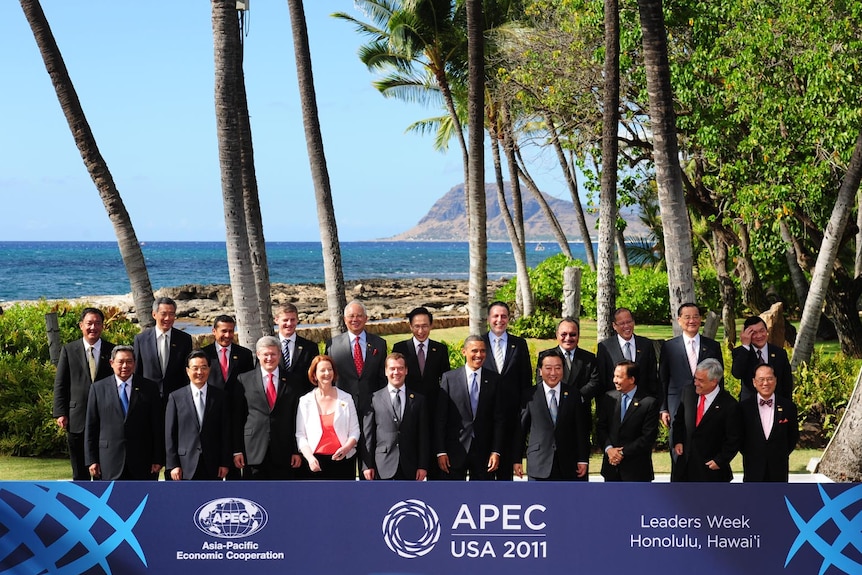 Group photo of APEC Leaders in Honolulu.