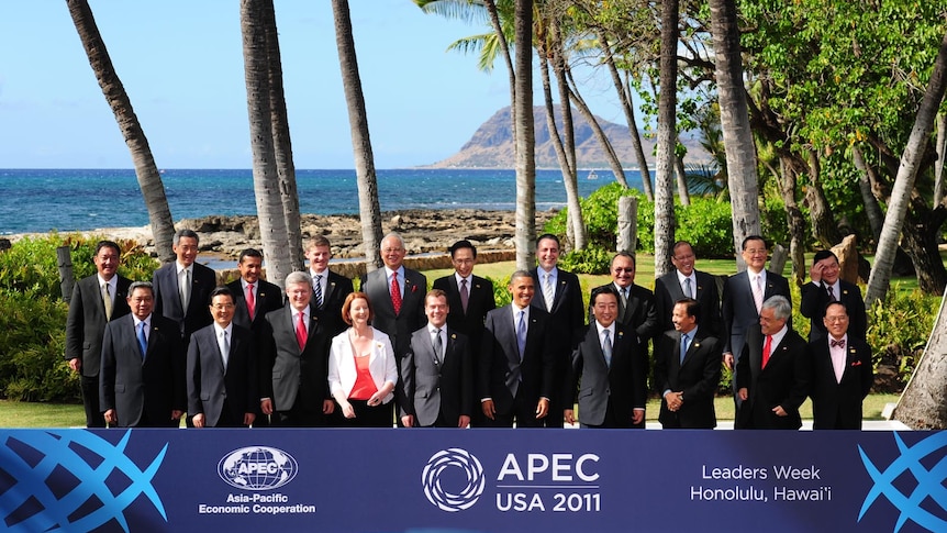 Group photo of APEC Leaders in Honolulu.