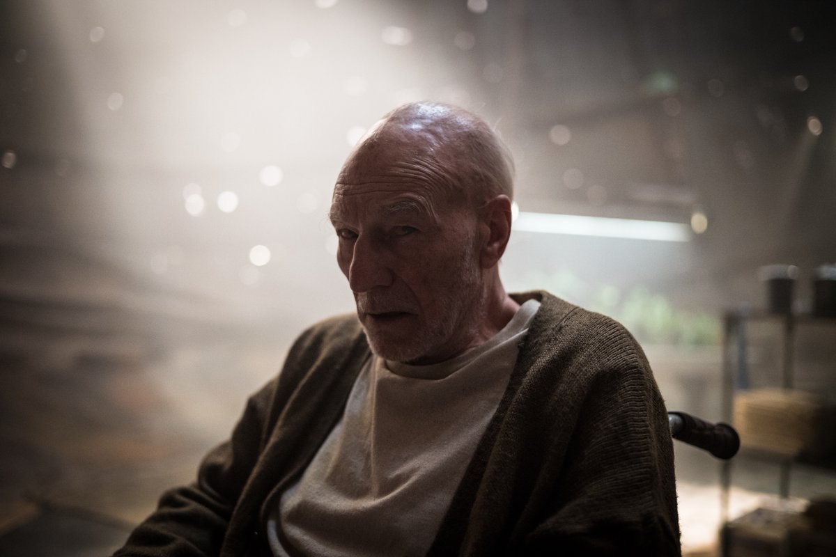 Patrick Stewart as Charles Xavier in wheelchair.
