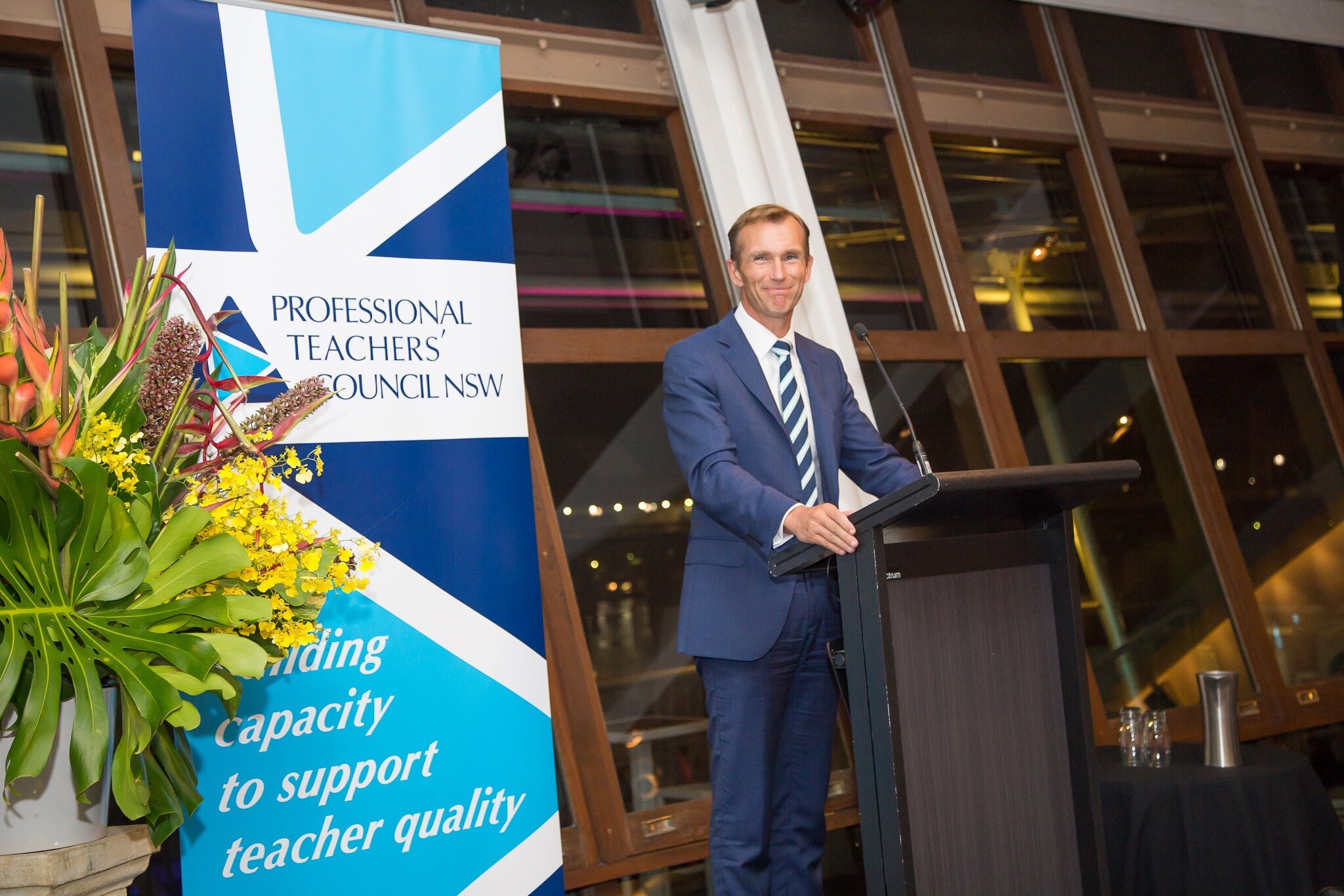 Rob Stokes at the podium